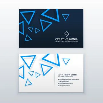Blue triangle business card vector design template Stock Illustration
