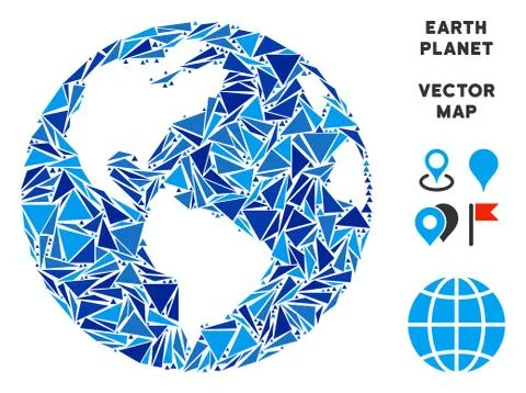 Blue Triangle Earth Globe Stock Illustration