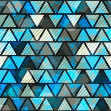 Blue triangle grunge seamless pattern Illustrazione stock