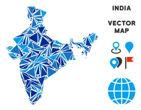 Blue Triangle India Map Stock Illustration