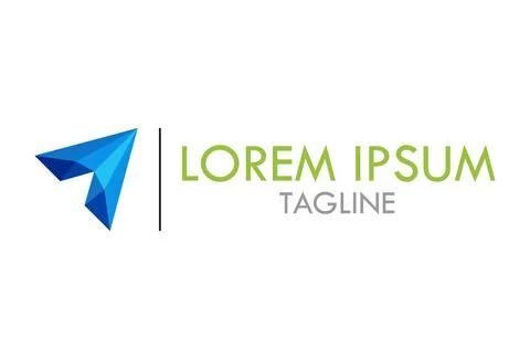 Blue Triangle Low poly Cursor Logo Design	 Stock Illustration