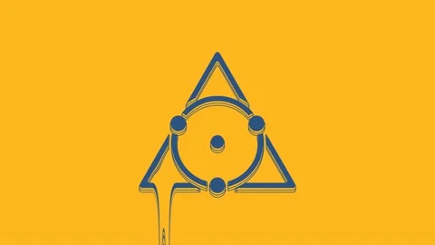 Blue Triangle math icon isolated on orange background. 4K Video motion graphic Stock Footage 234720999