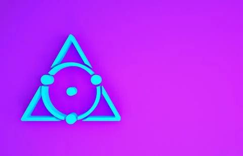 Blue Triangle math icon isolated on purple background. Minimalism concept. 3d Stock Illustration