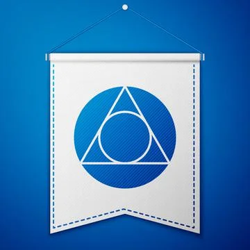 Blue Triangle math icon isolated on blue background. White pennant template Illustrazione stock