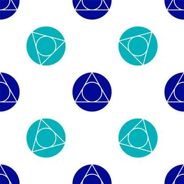Blue Triangle math icon isolated seamless pattern on white background. Vector 스톡 일러스트