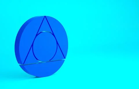 Blue Triangle math icon isolated on blue background. Minimalism concept. 3d i Stock Illustration