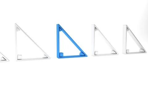 Blue Triangle math icon isolated on white background. Minimalism concept. 3.. Stock Illustration