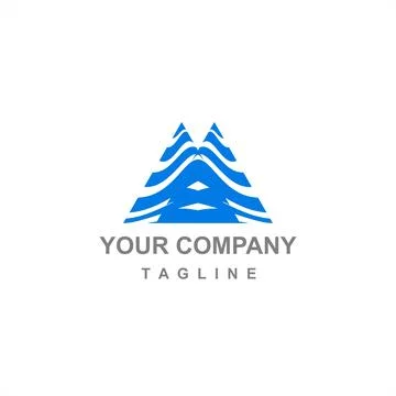 Blue triangle mountain vector logo and icon Illustrazione stock