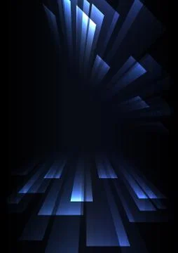 Blue triangle overlap stripe rush in dark background Stock Illustration