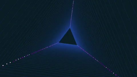 Blue triangle with parallel green lines Stock Footage 300764090