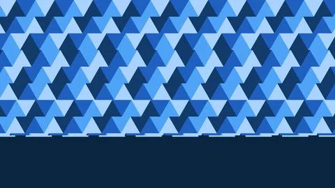 Blue triangle pattern scrolling above an empty lower third band for caption.. Stockillustratie