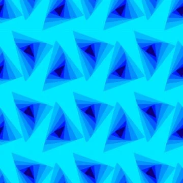 Blue triangle patterns on light blue background, seamless ornament, modern Stock Illustration