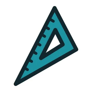 Blue Triangle Ruler Icon For School Geometry.. 스톡 일러스트