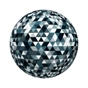 Blue triangle tiles graphic pattern texture on ball or sphere shape isolated  イラスト素材