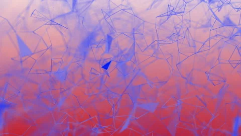 Blue triangles and particles move. abstract background 3d rendering. depth of fi Video stock 95070140