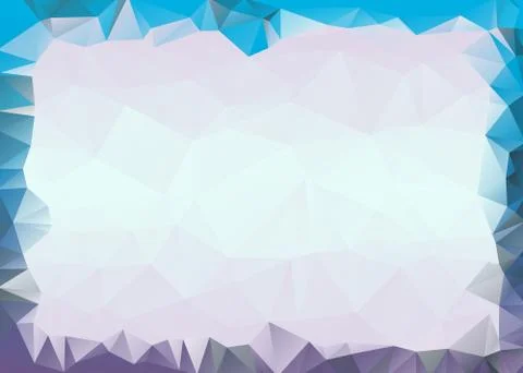 Blue Triangles Crystal Frame On Abstract Low Poly Geometric Gradient Background Illustrazione stock