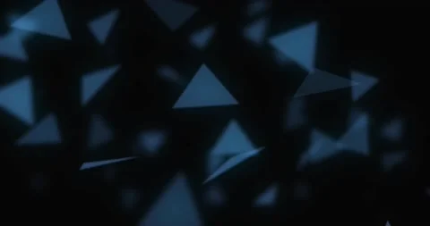 Blue triangles fly apart on a black background Stock Footage 232691327