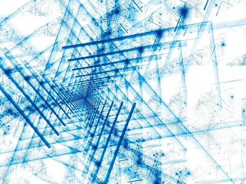 Blue triangles on white - abstract digitally generated image Stock Illustration