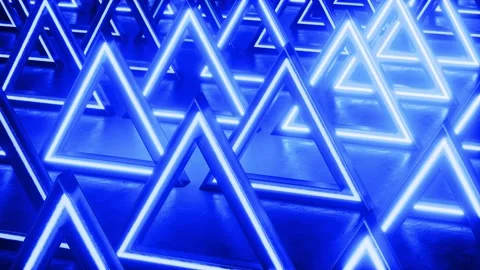 Blue triangular abstract background. Neon lights background. Pattern triangle Stock Footage 150463178