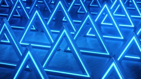 Blue triangular abstract background. Neon lights background. Pattern triangle Stock Footage 150463197