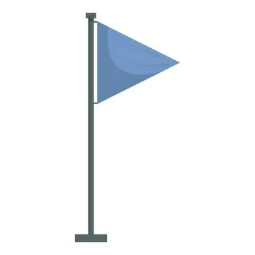 Blue triangular flag waving on metal pole 스톡 일러스트