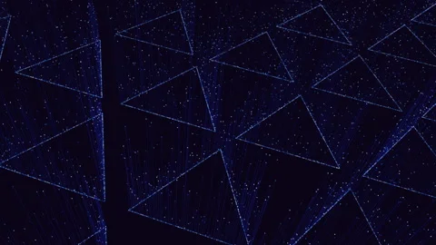 Blue triangular grid geometric pattern of lines and dots Stock Footage 317103661