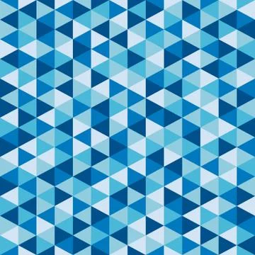 Blue Triangular Mosaic Abstract Seamless Pattern Stock Illustration