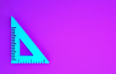 Blue Triangular ruler icon isolated on purple background. Straightedge symbol 스톡 일러스트