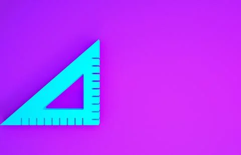 Blue Triangular ruler icon isolated on purple background. Straightedge symbol Stock Illustration