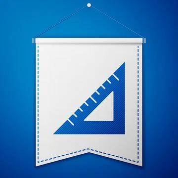 Blue Triangular ruler icon isolated on blue background. Straightedge symbol イラスト素材