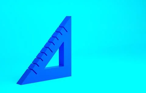 Blue Triangular ruler icon isolated on blue background. Straightedge symbol.  스톡 일러스트
