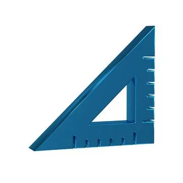 Blue Triangular ruler icon isolated on transparent background. Straightedge.. Illustrazione stock