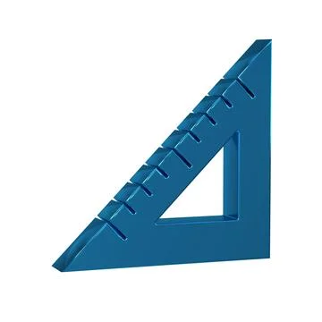 Blue Triangular ruler icon isolated on transparent background. Straightedge.. Stock Illustration