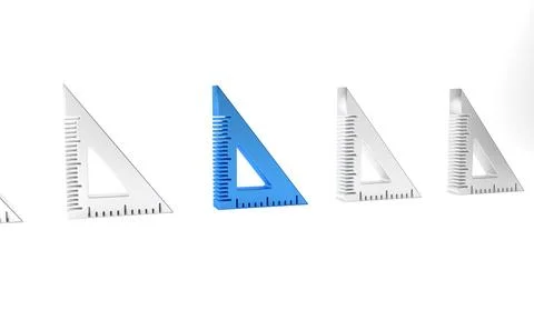Blue Triangular ruler icon isolated on white background. Straightedge symbo.. Stock Illustration