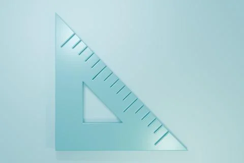 Blue Triangular ruler icon isolated on blue background. Straightedge symbol.. Stock Illustration