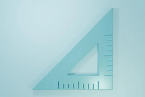 Blue Triangular ruler icon isolated on blue background. Straightedge symbol.. Stock Illustration