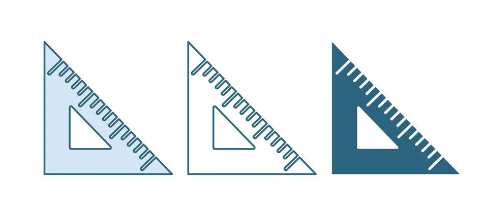 Blue Triangular ruler icon isolated on white background. Straightedge symbo.. Stockillustratie