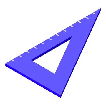 Blue triangular ruler lying on white background Stock Illustration