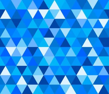 Blue triangular seamless pattern. Geometric vector background. Polygonal mosa Stock Illustration