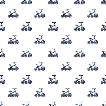 Blue tricycles repeating seamless pattern background Stockillustratie