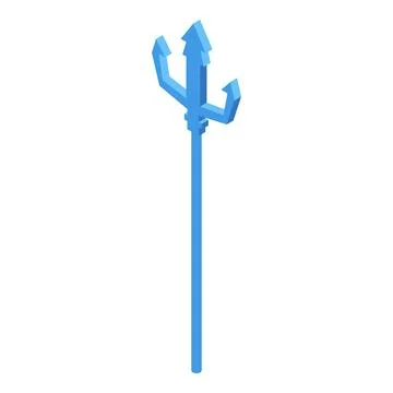 Blue trident standing up representing power and might Ilustração Stock