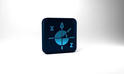 Blue Trigonometric circle icon isolated on grey background. Blue square button Stock Illustration