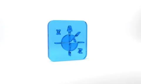 Blue Trigonometric circle icon isolated on grey background. Glass square button Stock Illustration