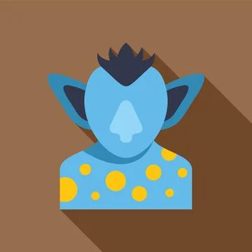 Blue troll with yellow spots is posing with long shadow Stock Illustration