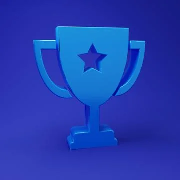 Blue Trophy cup icon isolated on blue background. Award symbol. Champion cu.. Stock Illustration
