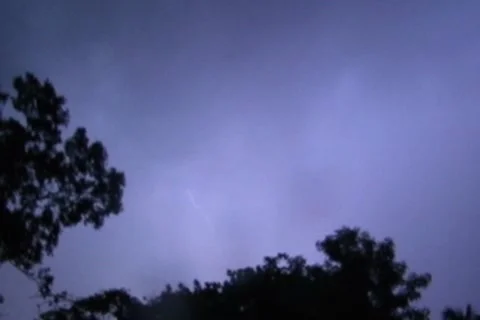 Blue Tropical Jungle Thunderstorm cloud to cloud lightning -16x9 Stock Footage 8765270