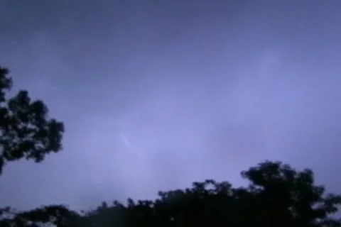 Blue Tropical Jungle Thunderstorm cloud to cloud lightning -4x3 Stock Footage 8765349
