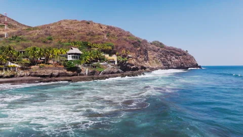Blue tropical sea with cliff Stock Footage 333204052