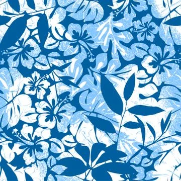 Blue Tropical seamless pattern. Stock Illustration