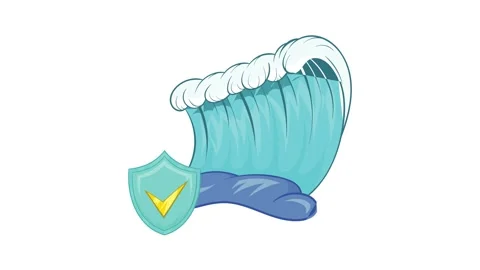 Blue tsunami wave icon animation Stock Footage 157158947